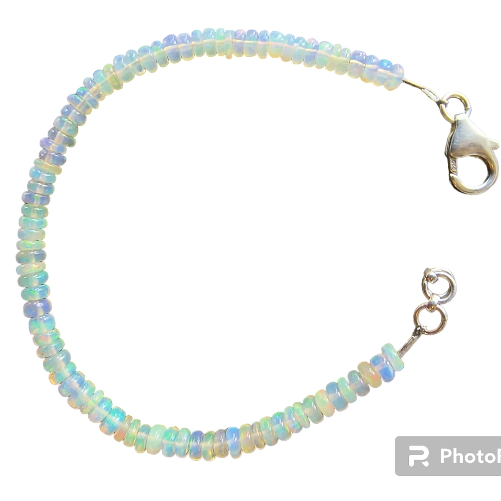 Natural Ethiopian Opal & Sterling Silver gold plated Bracelet - Picture 9 of 10